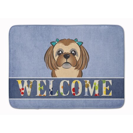 Carolines Treasures Chocolate and Brown Shih Tzu Welcome Machine Washable Memory Foam Mat BB1435RUG